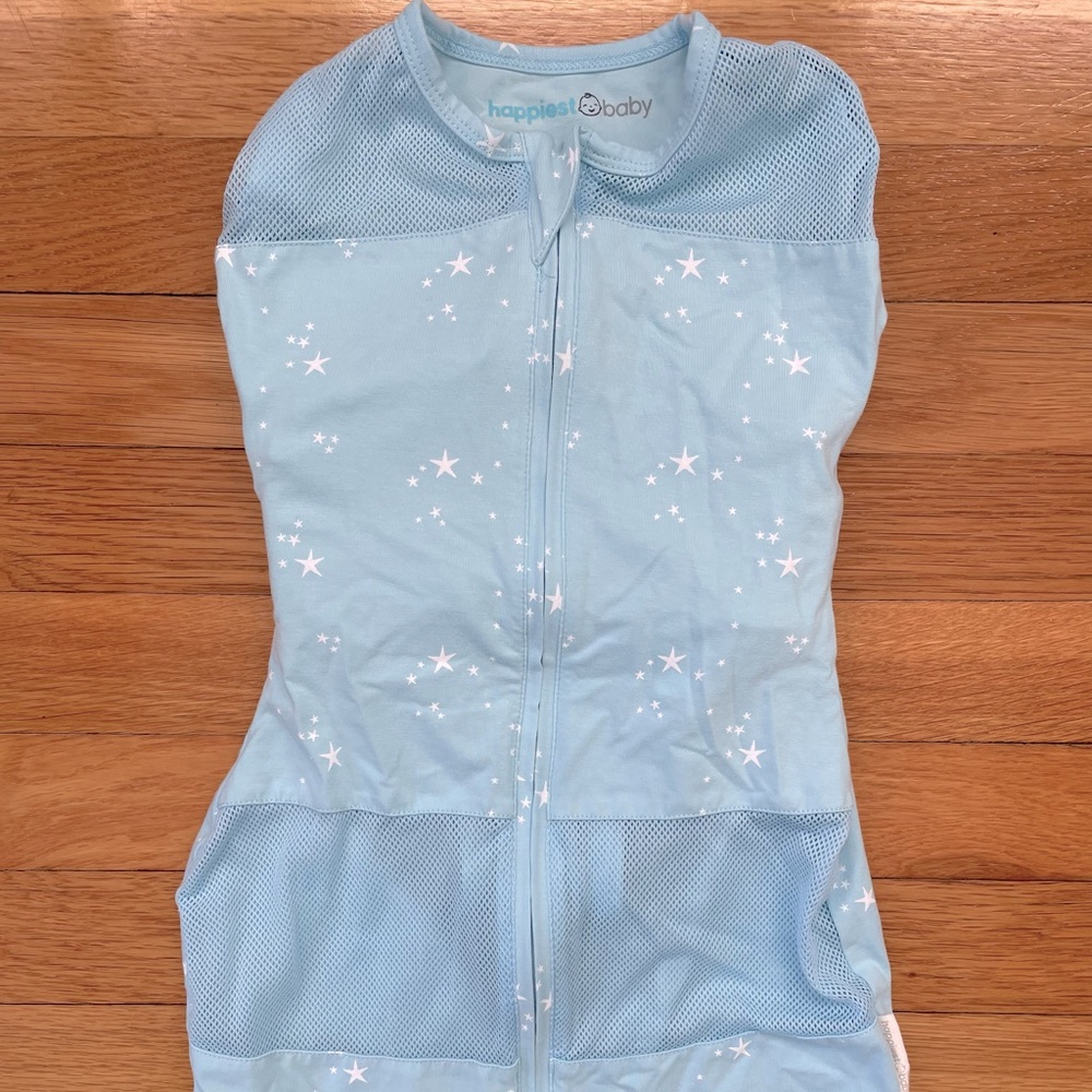 Happiest Baby Medium Stars Sleepea Organic Cotton Swaddle in Blue